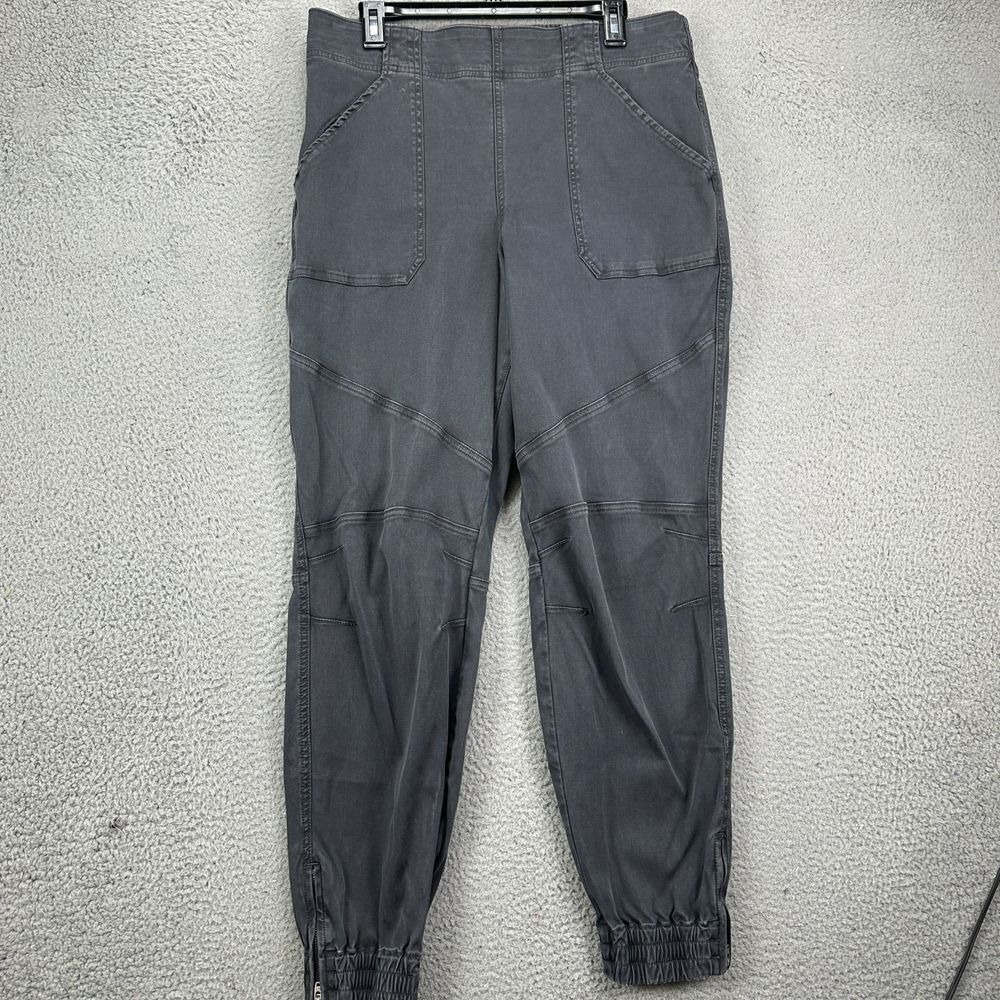 Spanx Jean Jogger Pants Womens 1X Gray Pull On Elastic Waist Ankle Zip Stretch